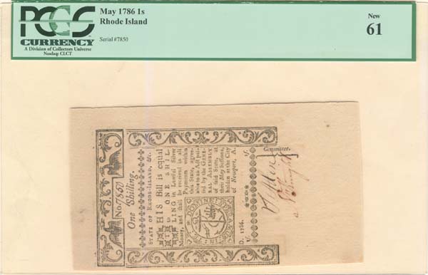 Colonial Currency - May 1786 - Paper Money